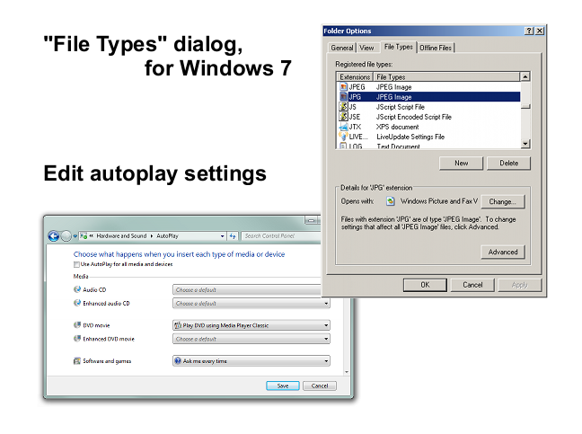 Default Programs Editor: replaces the File Types dialog in Windows XP